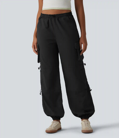 Mid Rise Adjustable Drawcord Casual Cargo Joggers with Pockets