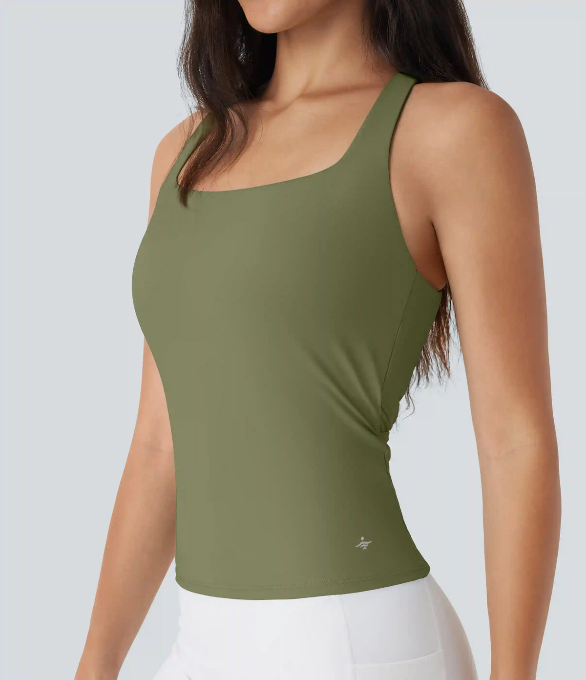 SoftlyZero™ Airy Square Neck Cropped InstantCool Running Tank Top-Longer Length