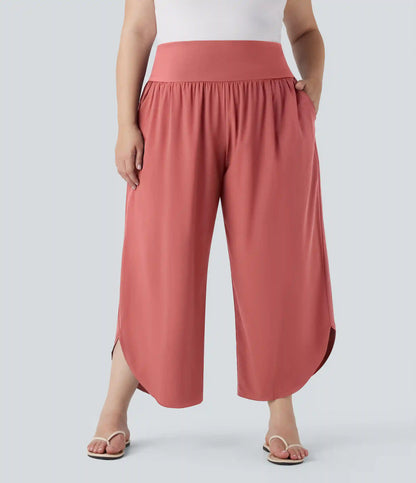 Plus Size Breezeful™ High Waisted Tummy Control Hem Quick Dry Pants with Pockets