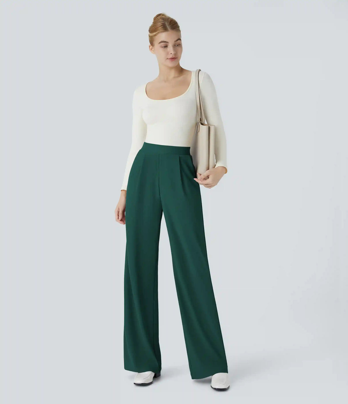 Halara Flex™ High Waisted Body Sculpt Waist-Slimming Pocket Wide Leg Micro Waffle Work Pants