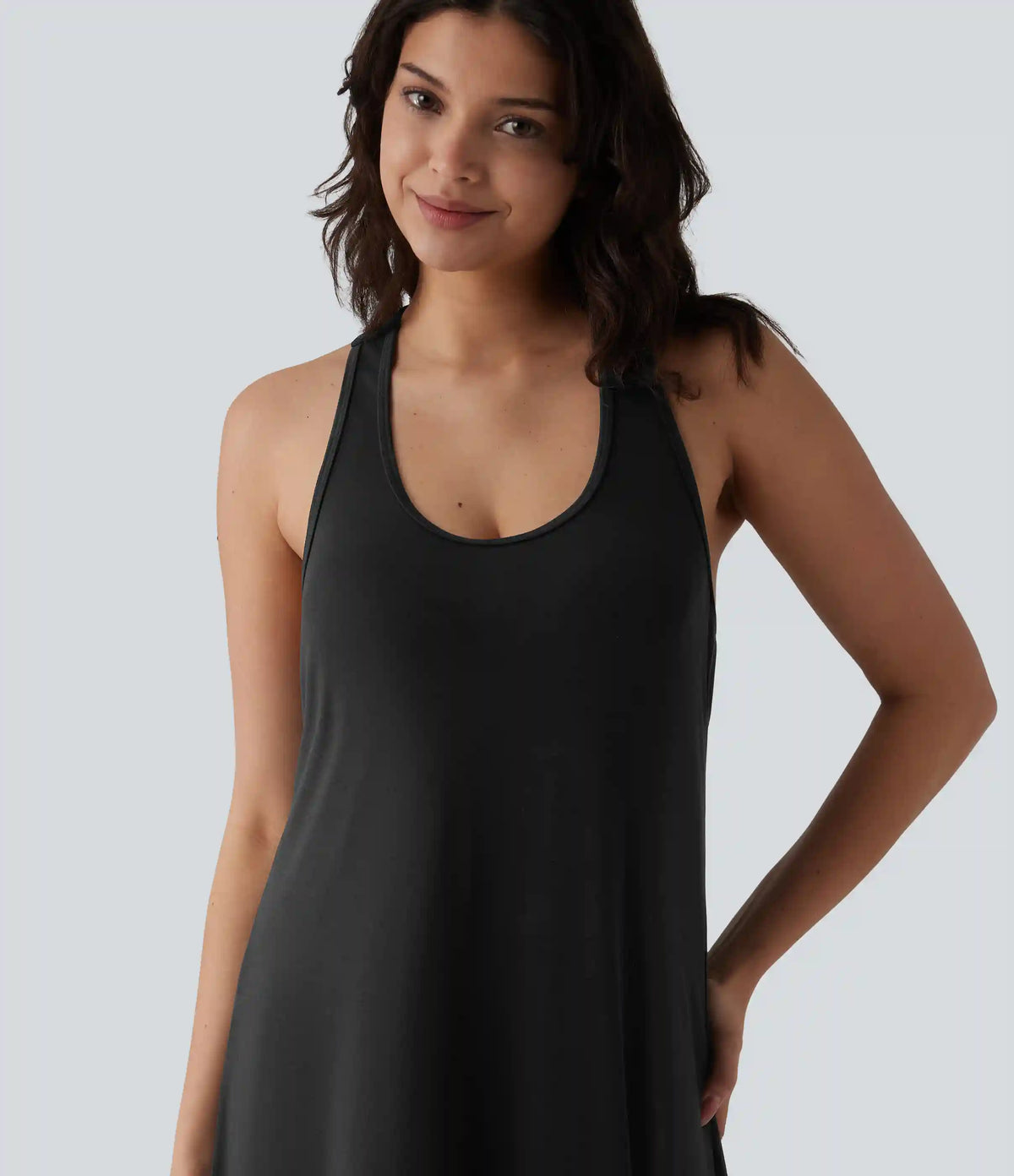 U Neck Flowy Maxi Casual Dress