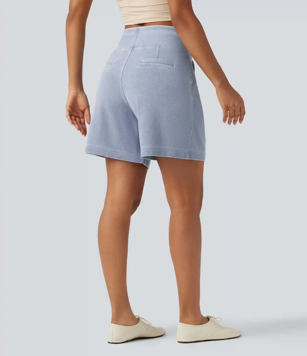Halara Flex™ High Waisted Denim Casual Baggy Bermuda Shorts 7'' with Pockets