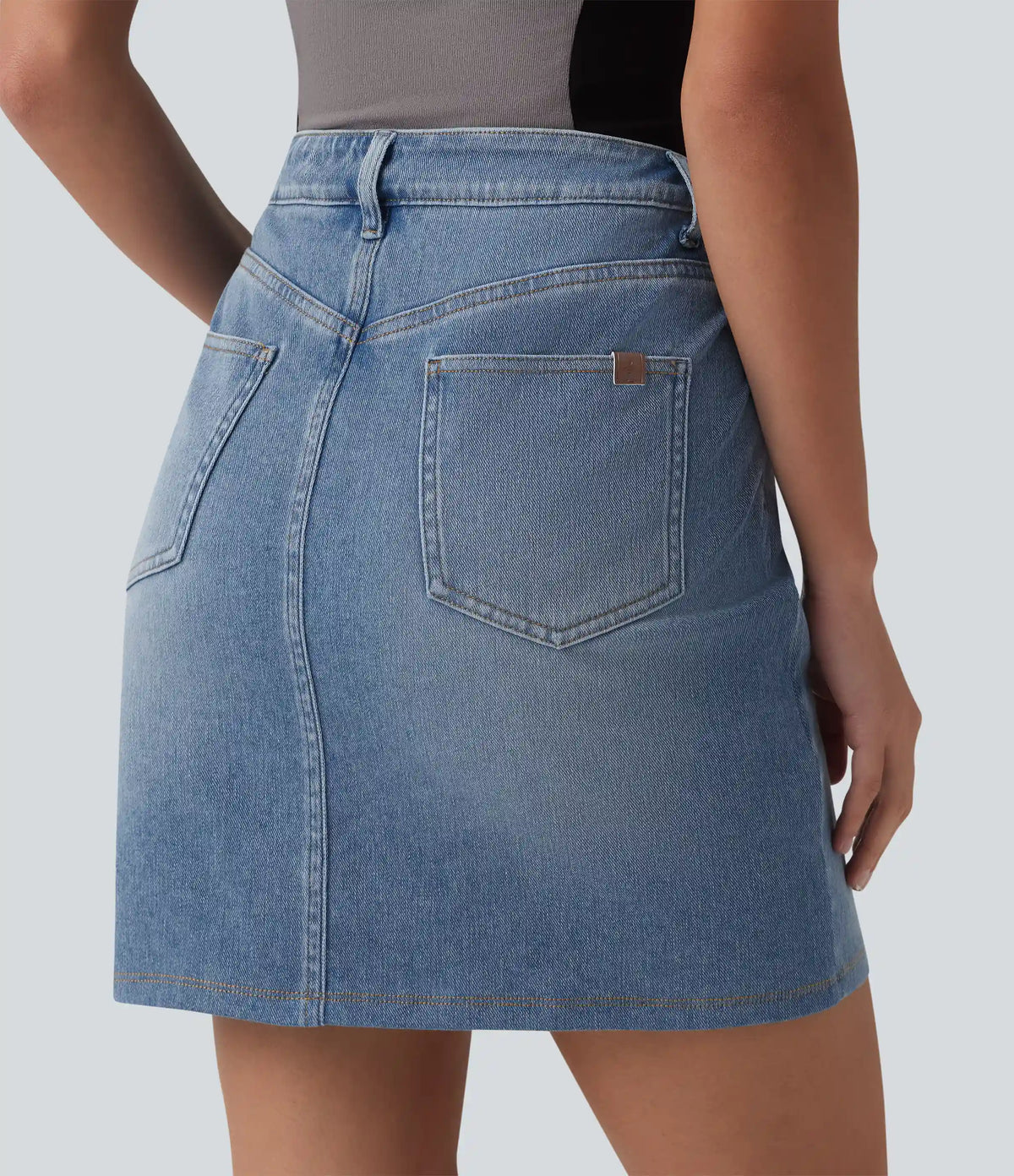 Halara Flex™ Denim Asymmetric Mid Rise Tummy Control Casual Skirt with Pockets