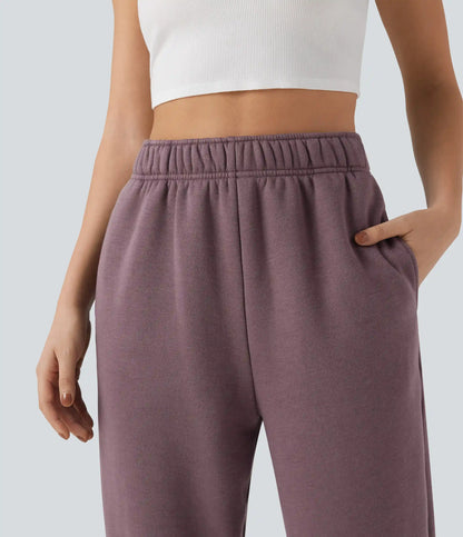 High Waisted Inside Drawstring Fleece Casual Joggers with Pockets