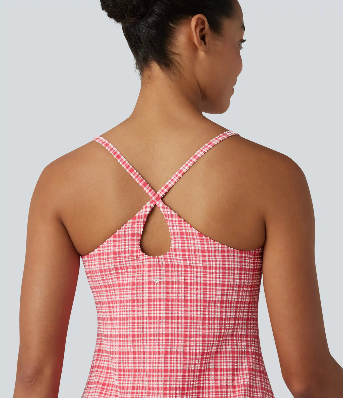 2-in-1 Plaid Crinkle Quick Dry Mini Tennis Active Dress with Pockets-Easy Peezy Edition