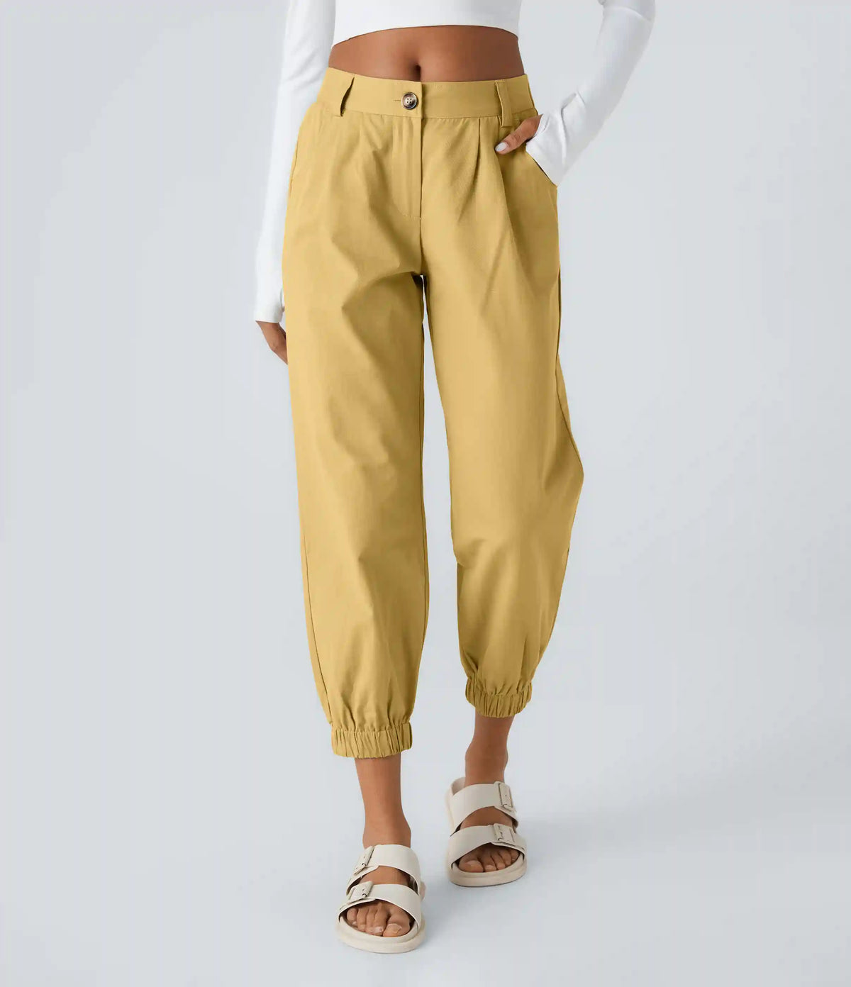 Mid Rise Casual Joggers with Pockets