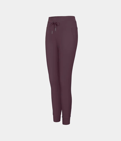 SoftlyZero™ Plush High Waisted Drawstring Pocket Plain Full Length Joggers