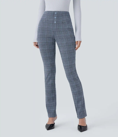 Halara Flex™ High Waisted Houndstooth Plaid Skinny Work Pants with Pockets
