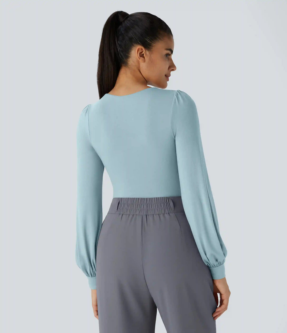 V Neck Long Sleeve Work Bodysuit