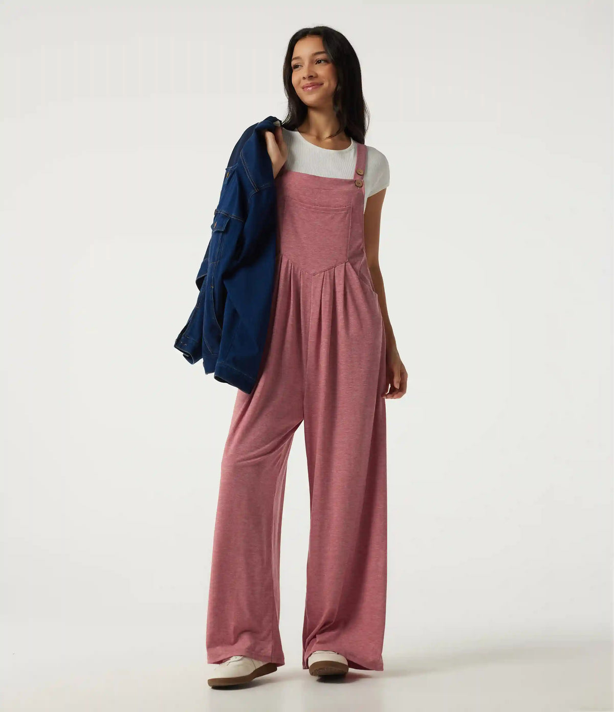 Heathered Casual Overalls with Pockets