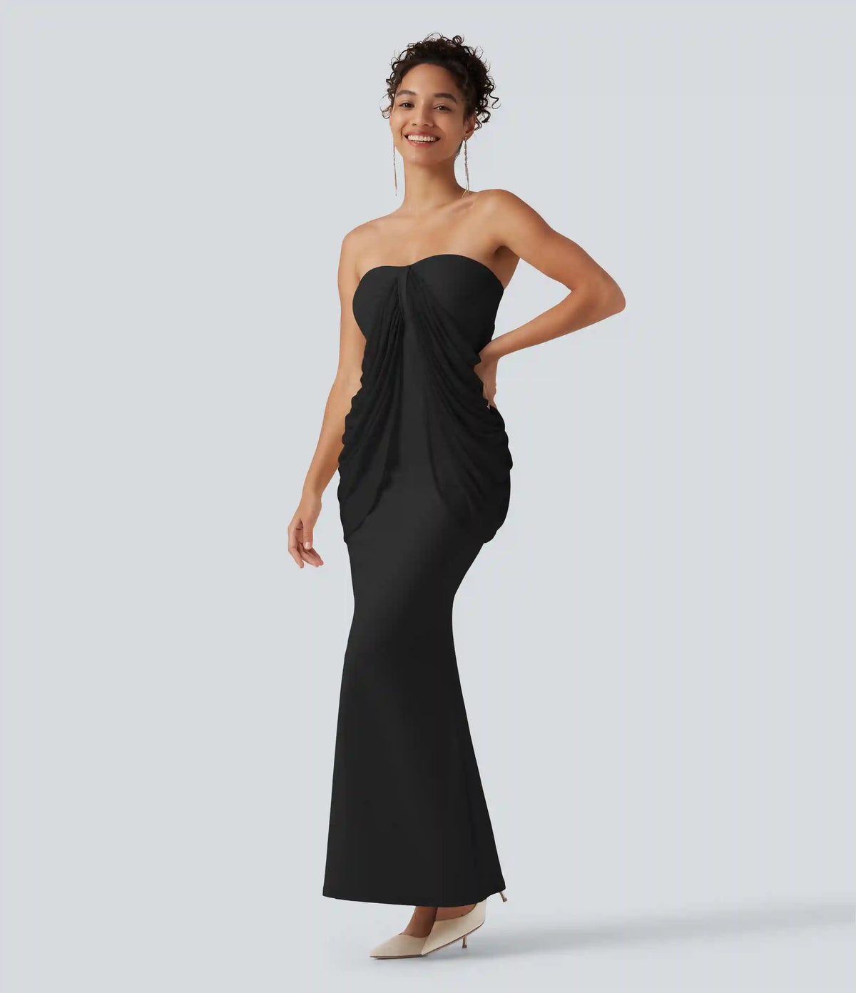 SoftlyZero™ Plush Tube Built-in Bra Contrast Mesh Mermaid Maxi Dress
