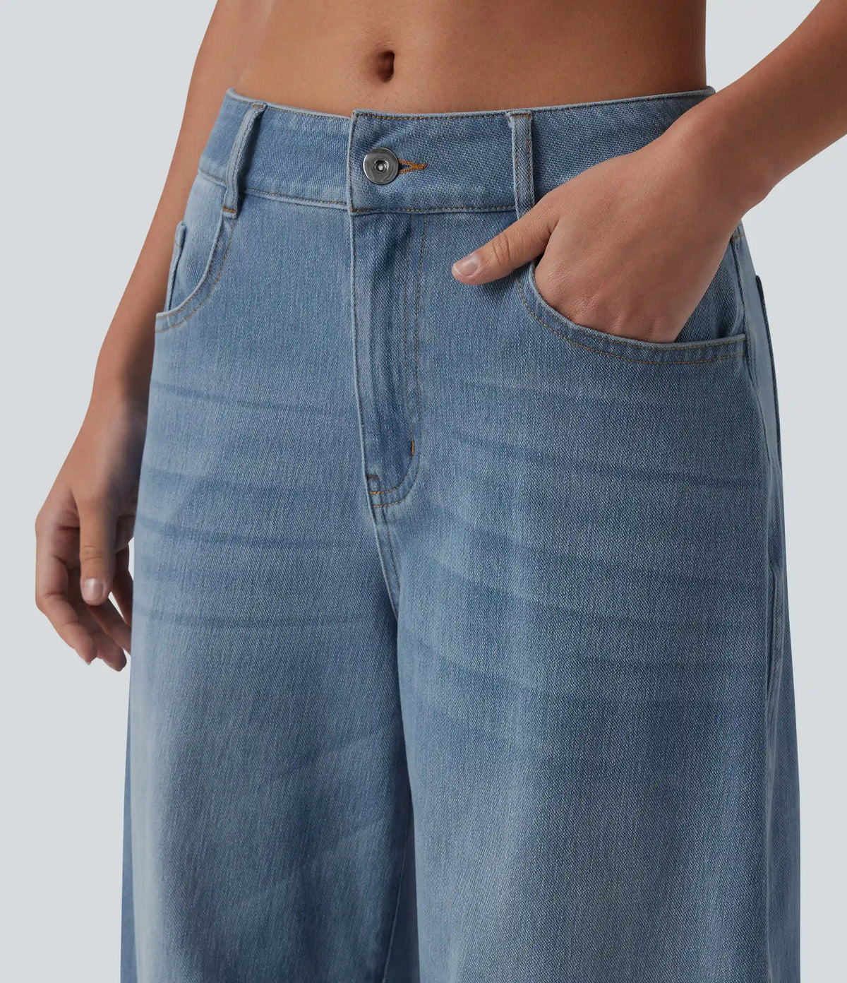 Halara Flex™ Low Rise Zipper Pockets Barrel Leg Casual Jeans