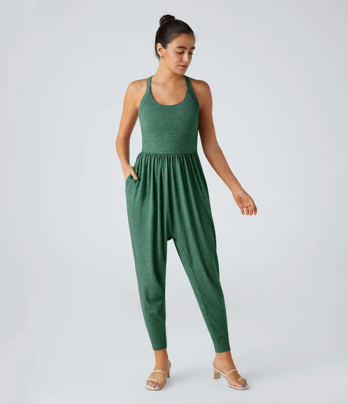 U Neck Pocket Harem Casual Jumpsuit-Easy Peezy Edition