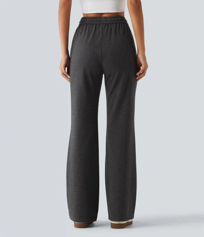 Mid Rise Drawstring Bootcut Work Pants with Pockets