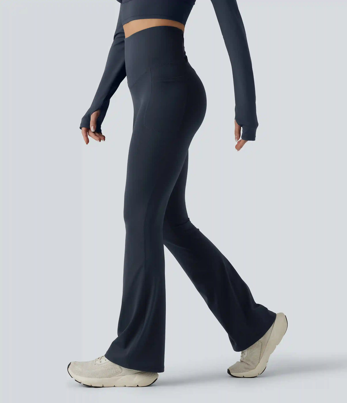 Halara Ultrasculpt™ High Waisted Tummy Control Crossover Back Bootcut Workout Leggings with Pockets