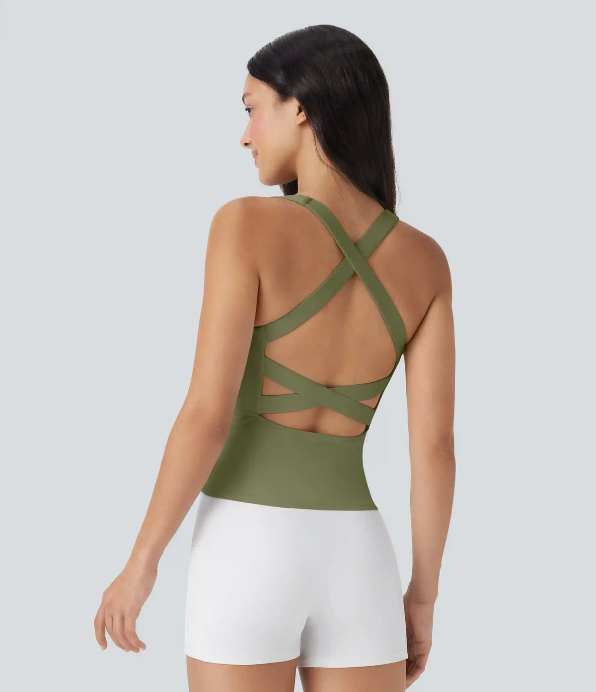 SoftlyZero™ Airy Square Neck Cropped InstantCool Running Tank Top-Longer Length