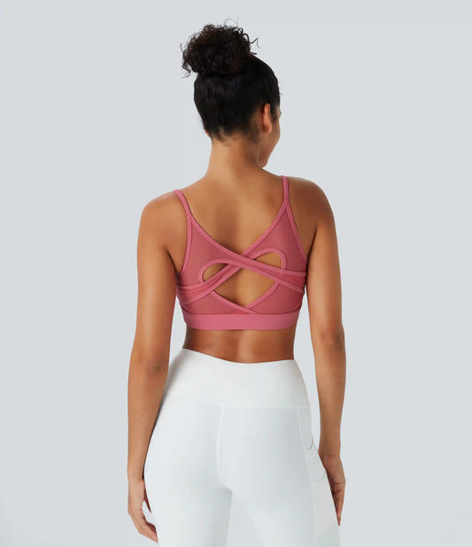SoftlyZero™ Airy Low Support Contrast Mesh InstantCool Yoga Sports Bra-A-D Cups