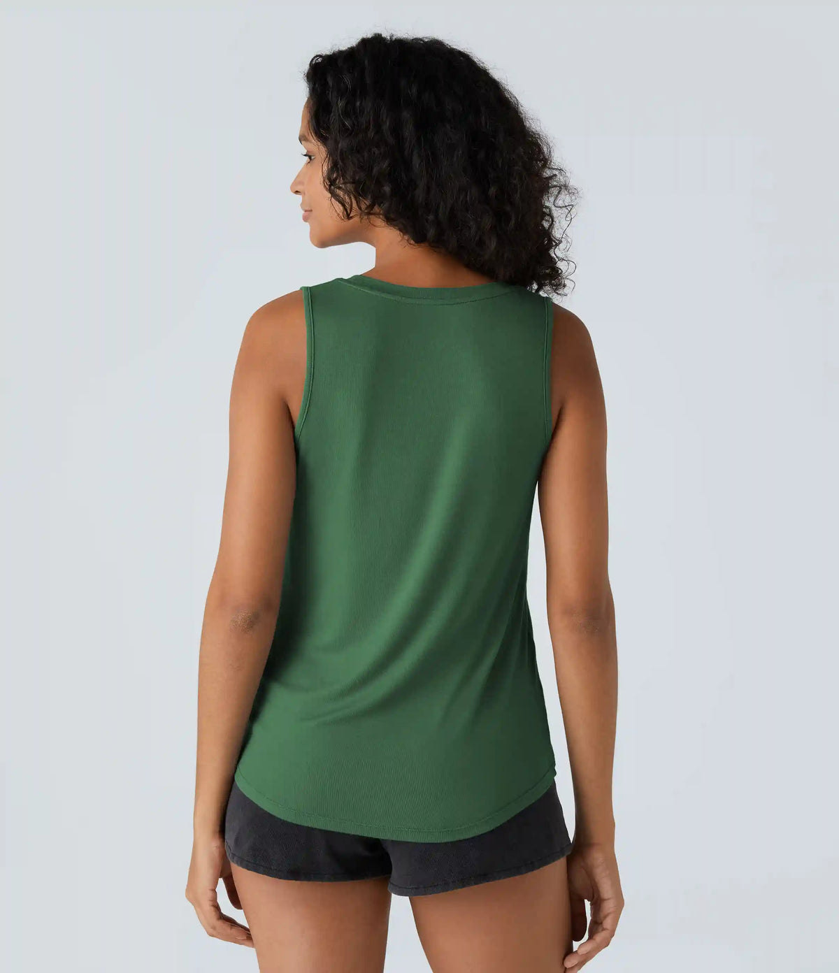 Ribbed Round Neck Basic Casual Tank Top
