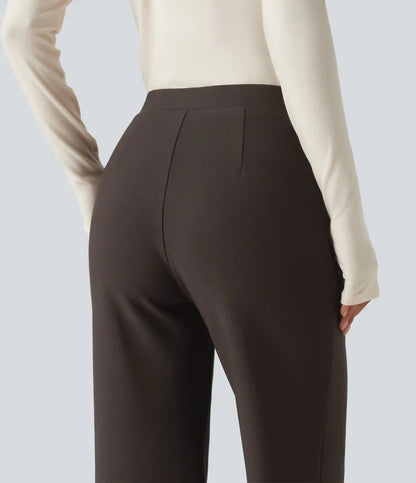 High Waisted Crossover Flare Work Pants
