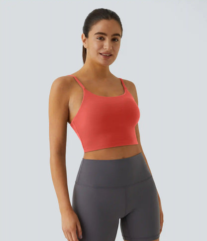 Basic Padded Workout Cropped Low Support Tank Top A-D Cups