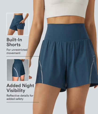 SoftlyZero™ Airy Reflective High Waisted 2-in-1 InstantCool Yoga Shorts 5'' with Pockets
