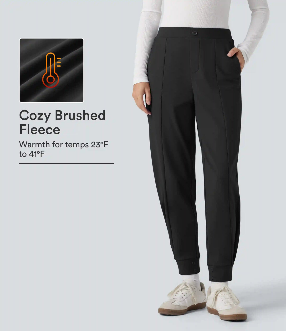 SoftlyZero™ Plush Thermal Mid Rise Work Joggers with Pockets