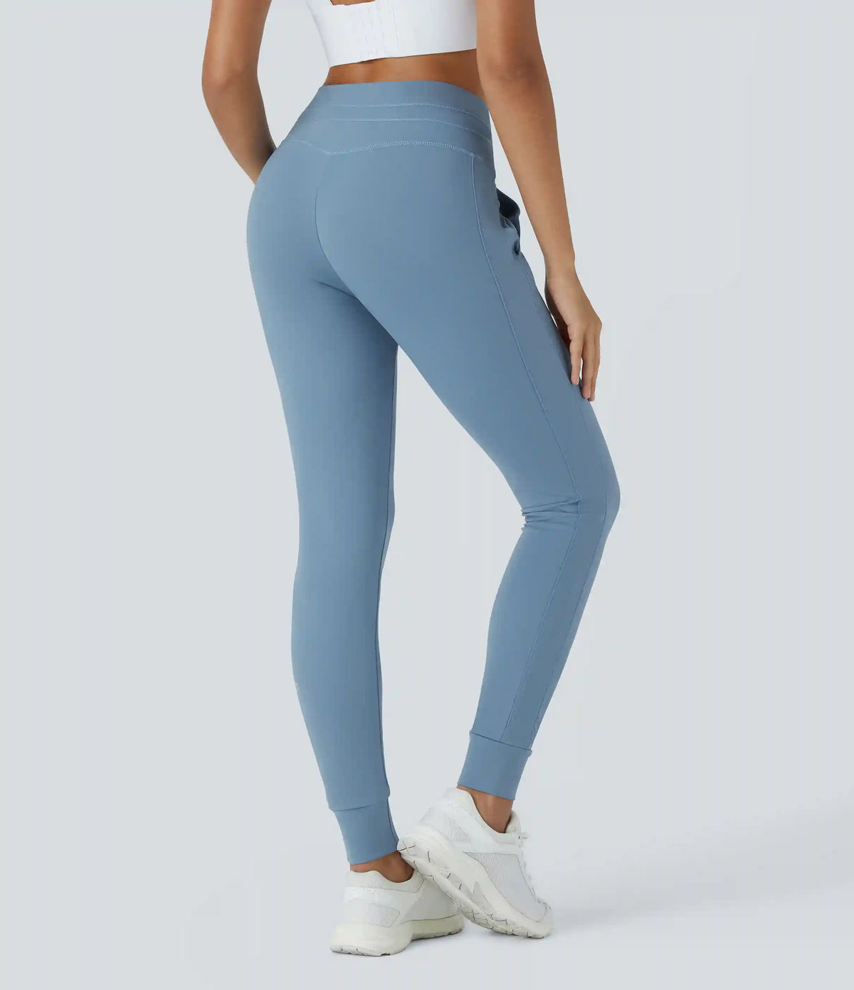 SoftlyZero™ Plush High Waisted Drawstring Pocket Plain Full Length Joggers