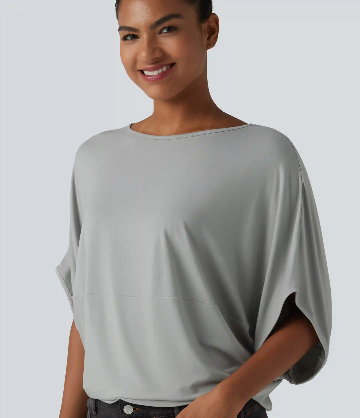 Round Neck Batwing Sleeve Relaxed Casual Top