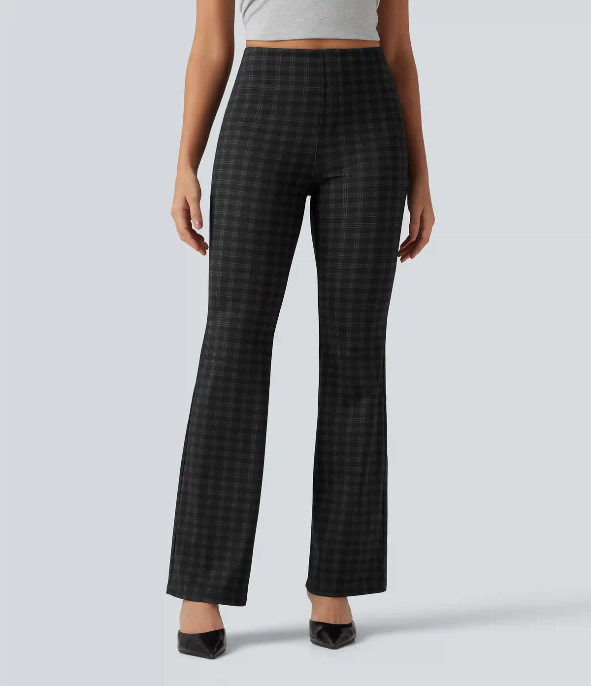 Halara Flex™ High Waisted Plaid Bootcut Work Pants with Pockets