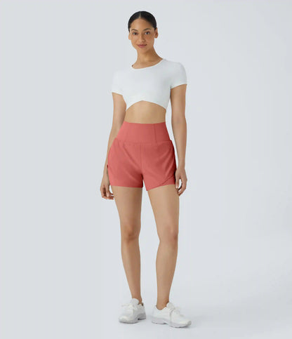 Breezeful™ Super High Waisted Curved Hem 2-in-1 Pocket Quick Dry Yoga Shorts 3.5''