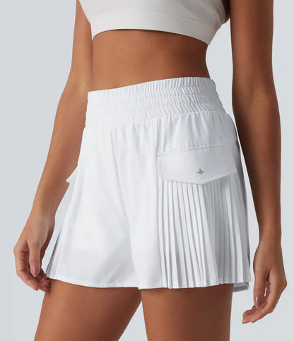 Breezeful™ High Waisted Pleated 2-in-1 Quick Dry Hiking Baggy Shorts with Pockets