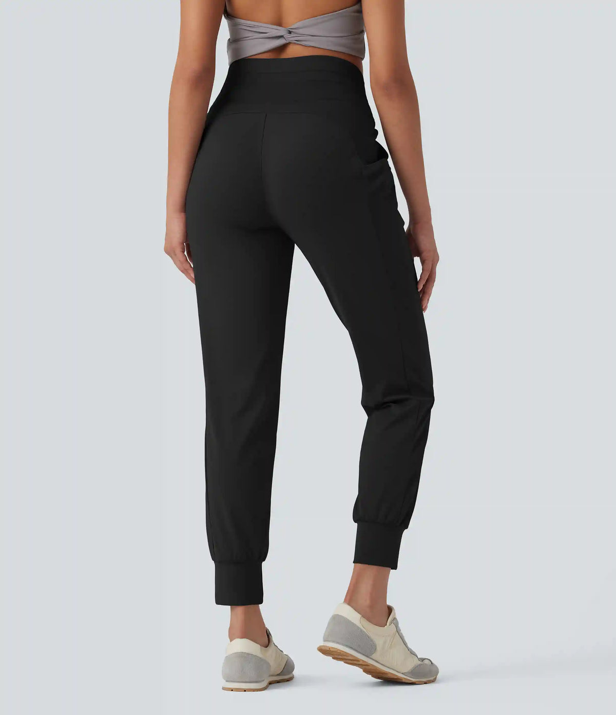 High Waisted Drawstring Quick Dry Yoga Joggers with Pockets-UPF40+