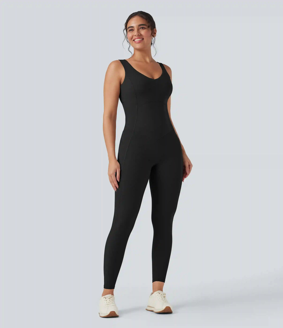 Halara UltraSculpt™ V Neck Tummy Control Butt Lifting Workout Jumpsuit with Pockets