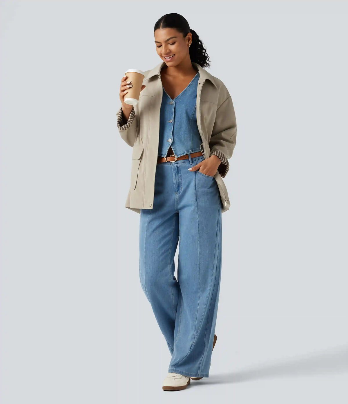 Long Sleeve Adjustable Drawcord Work Jacket with Pockets