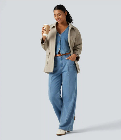Long Sleeve Adjustable Drawcord Work Jacket with Pockets