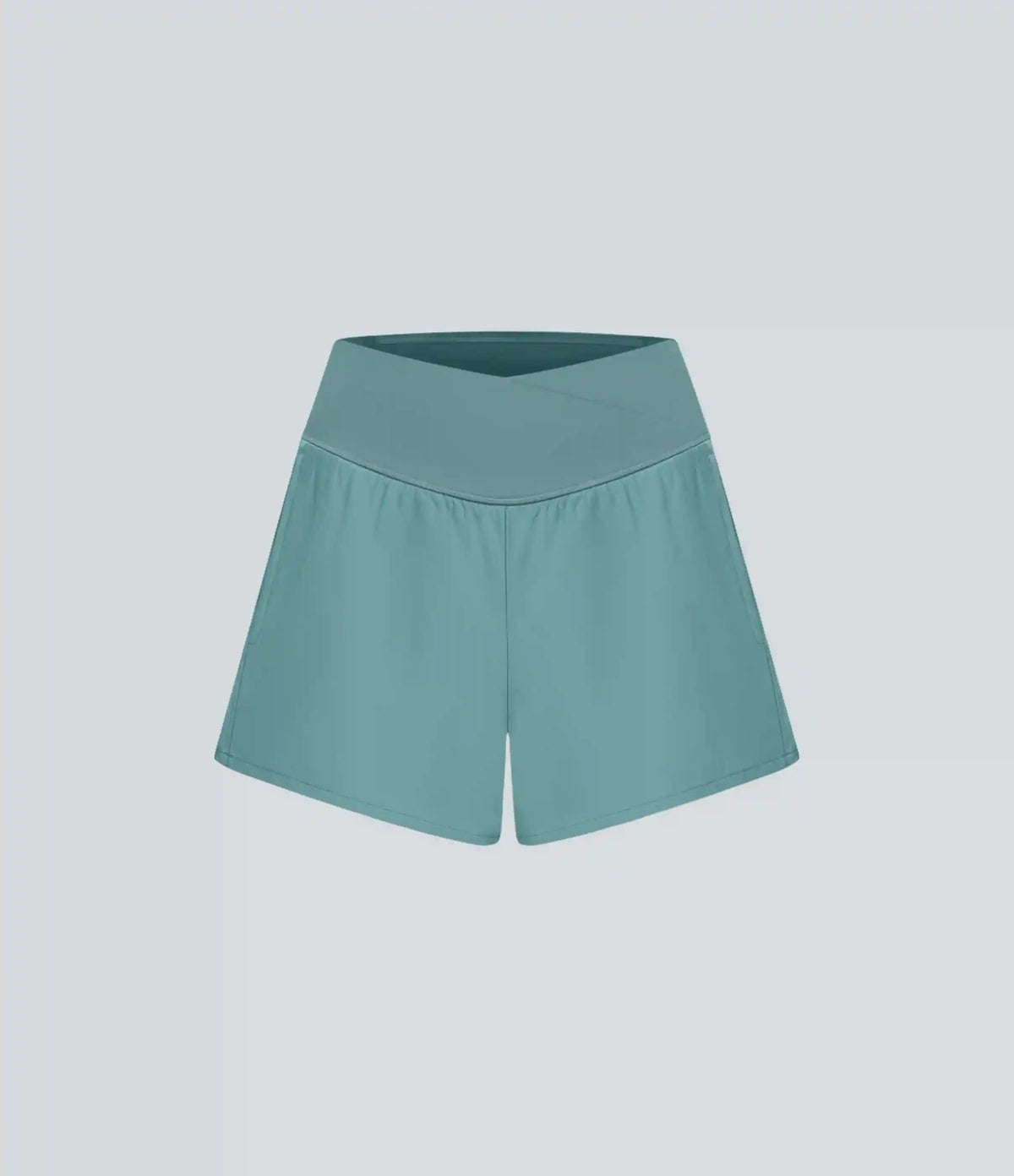 Breezeful™ High Waisted Crossover Pocket 2-in-1 Quick Dry Yoga Shorts 4"