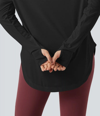 Off Shoulder Long Sleeve Build-in Bra Quick Dry Yoga Sports Tops