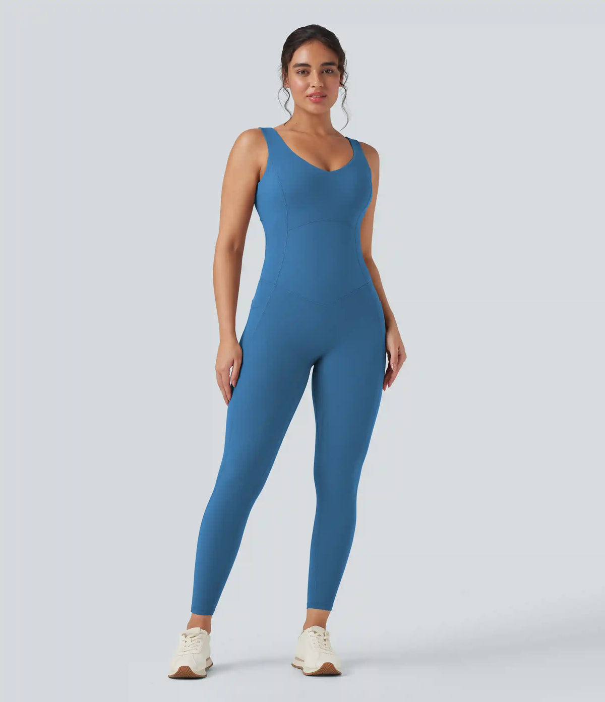 Halara UltraSculpt™ V Neck Tummy Control Butt Lifting Workout Jumpsuit with Pockets