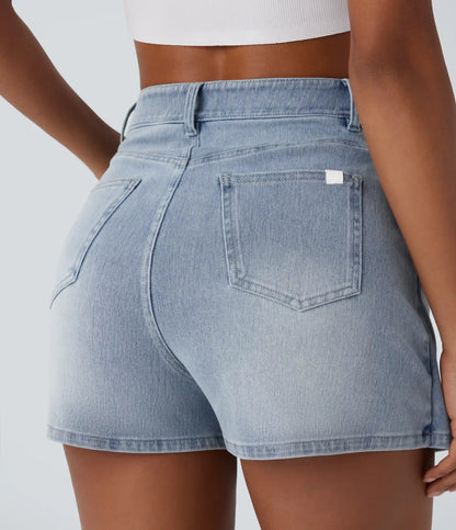 Halara Flex™ High Waisted Pockets Wrapped Washed Denim Casual Skort