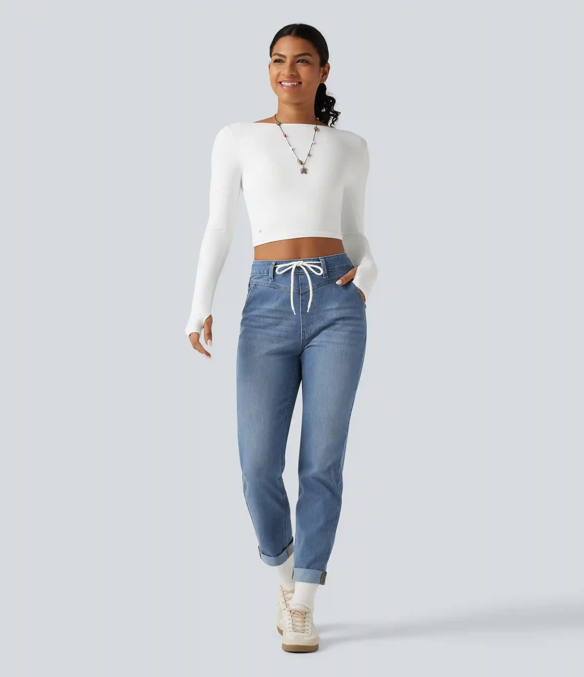 Halara Flex™ High Waisted Drawstring Casual Jeans with Pockets