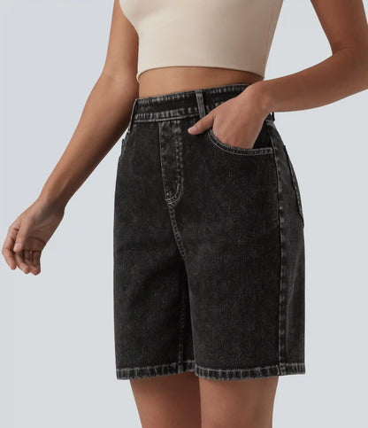 Halara Flex™ High Waisted Denim Casual Bermuda Shorts 7'' with Pockets