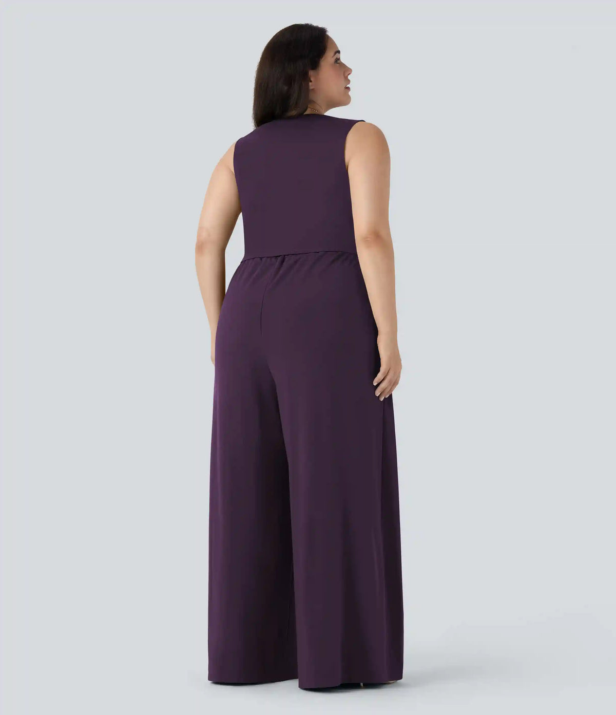 Plus Size V Neck Sleeveless Jumpsuit with Pockets-Easy Peezy Edition