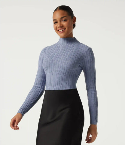 Mock Neck Long Sleeve Work Sweater
