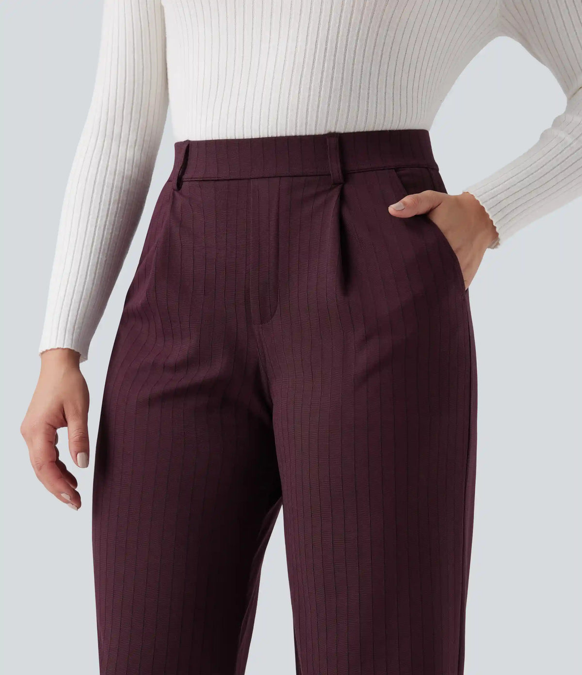Halara Flex™ High Waisted Straight Leg InstantCool Stripe Work Pants with Pockets