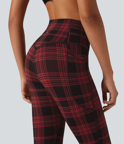 Halara UltraSculpt™ Plaid Print High Waisted Tummy Control Running Leggings with Pockets