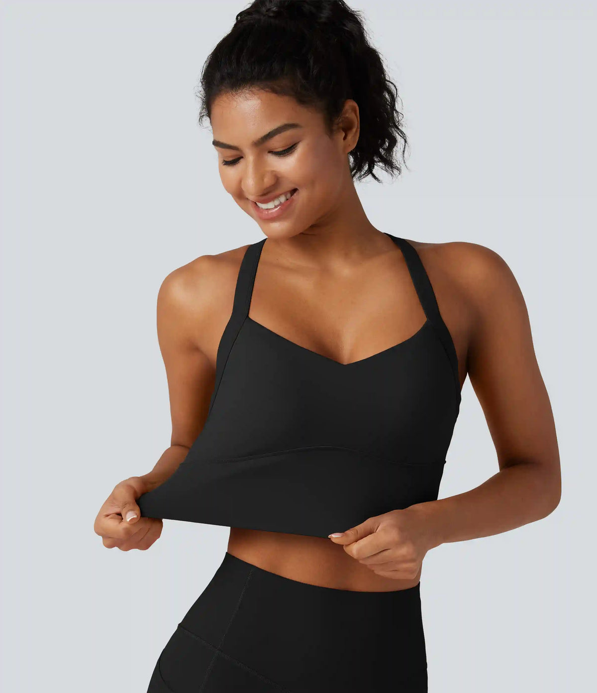 SoftlyZero™ Plush Sweetheart Neck Built-in Bra Cropped Yoga Tank Top