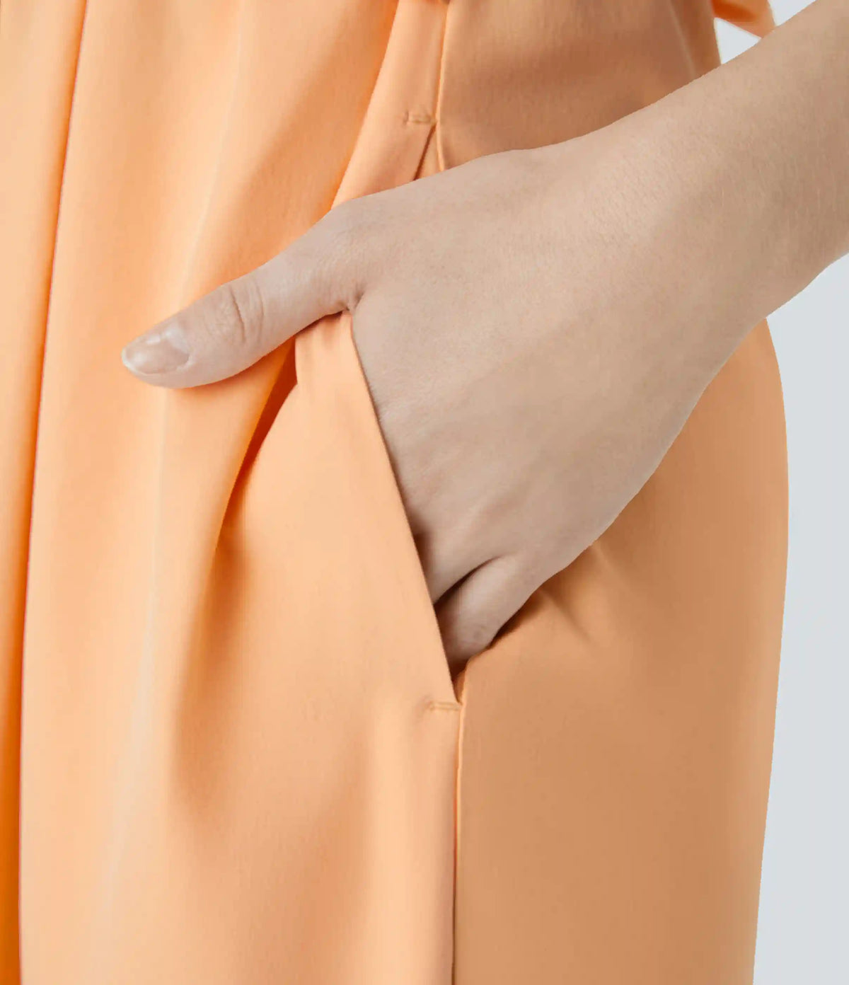 Breezeful™ V Neck Short Sleeve Pocket Tie Back Quick Dry Midi Casual Dress-Longer Length