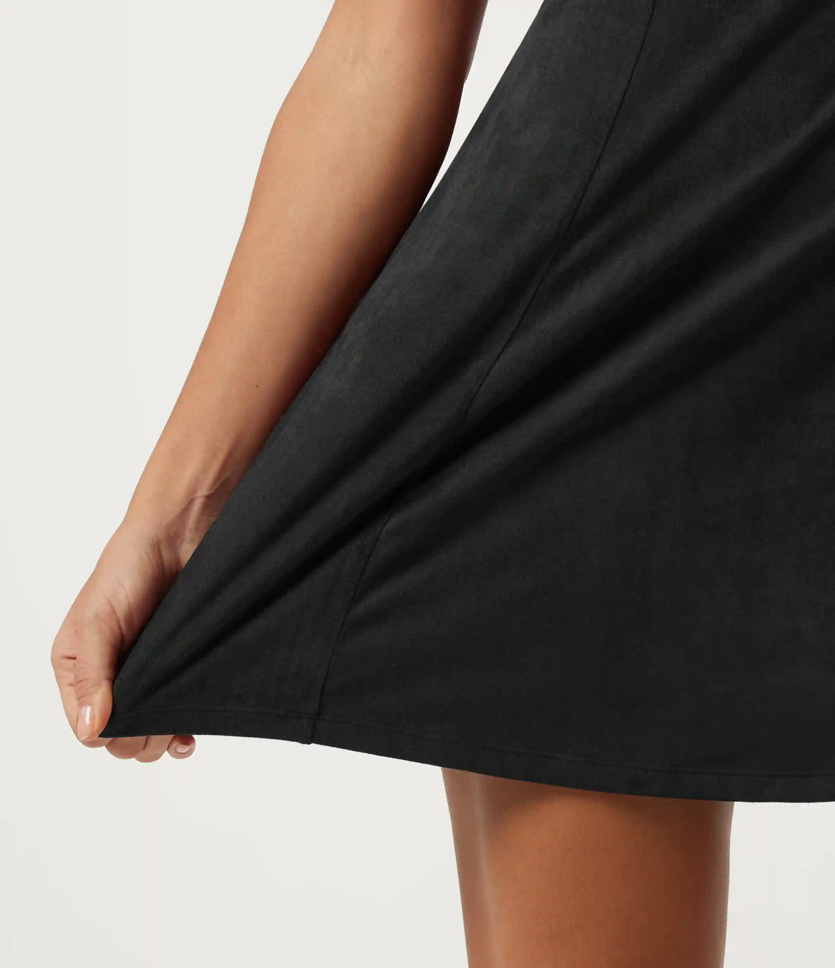 A-Line Sleeveless Suede Mini Casual Dress with Pockets