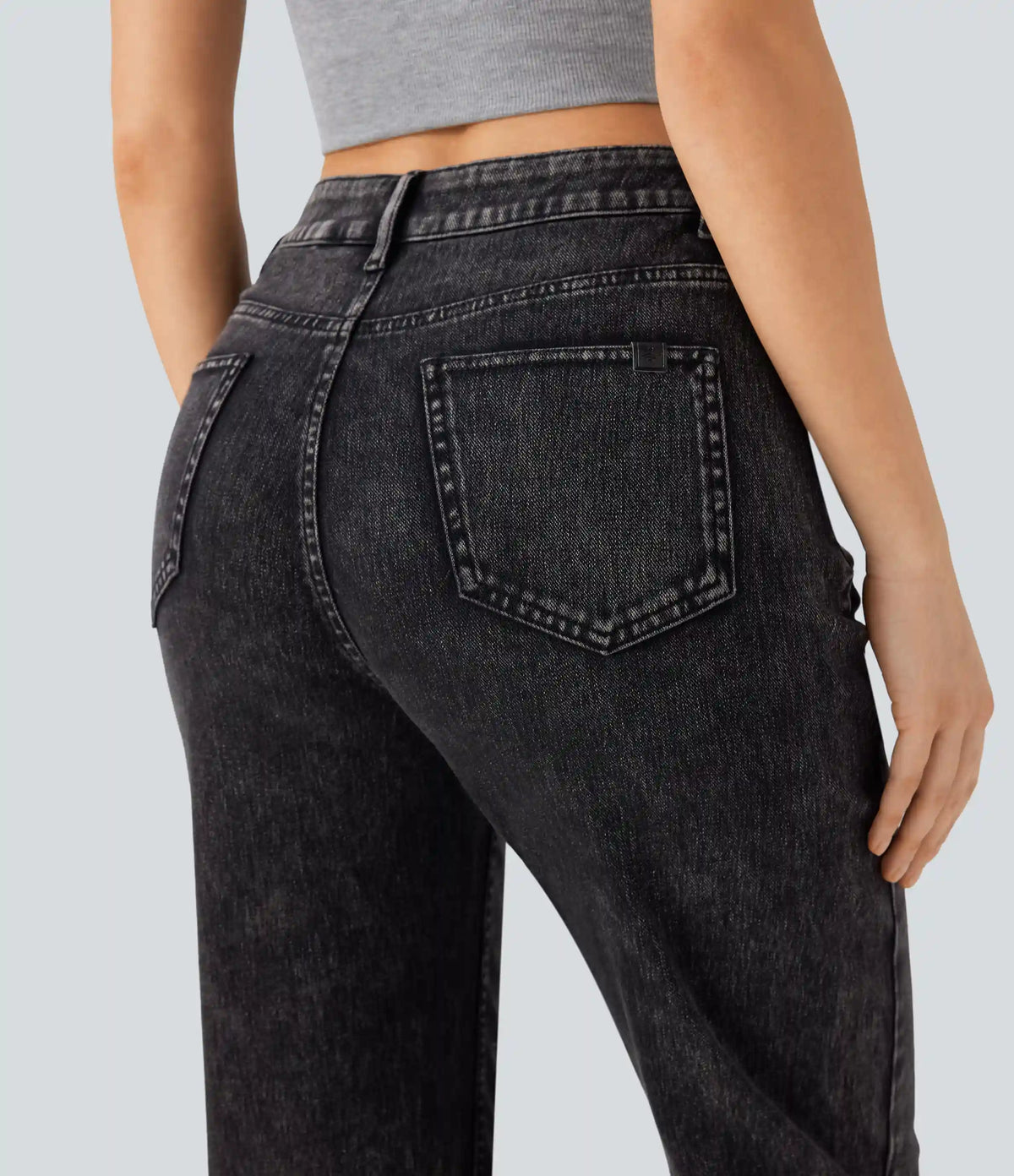 Halara Flex™ High Waisted Zipper Pockets Straight Leg Casual Jeans