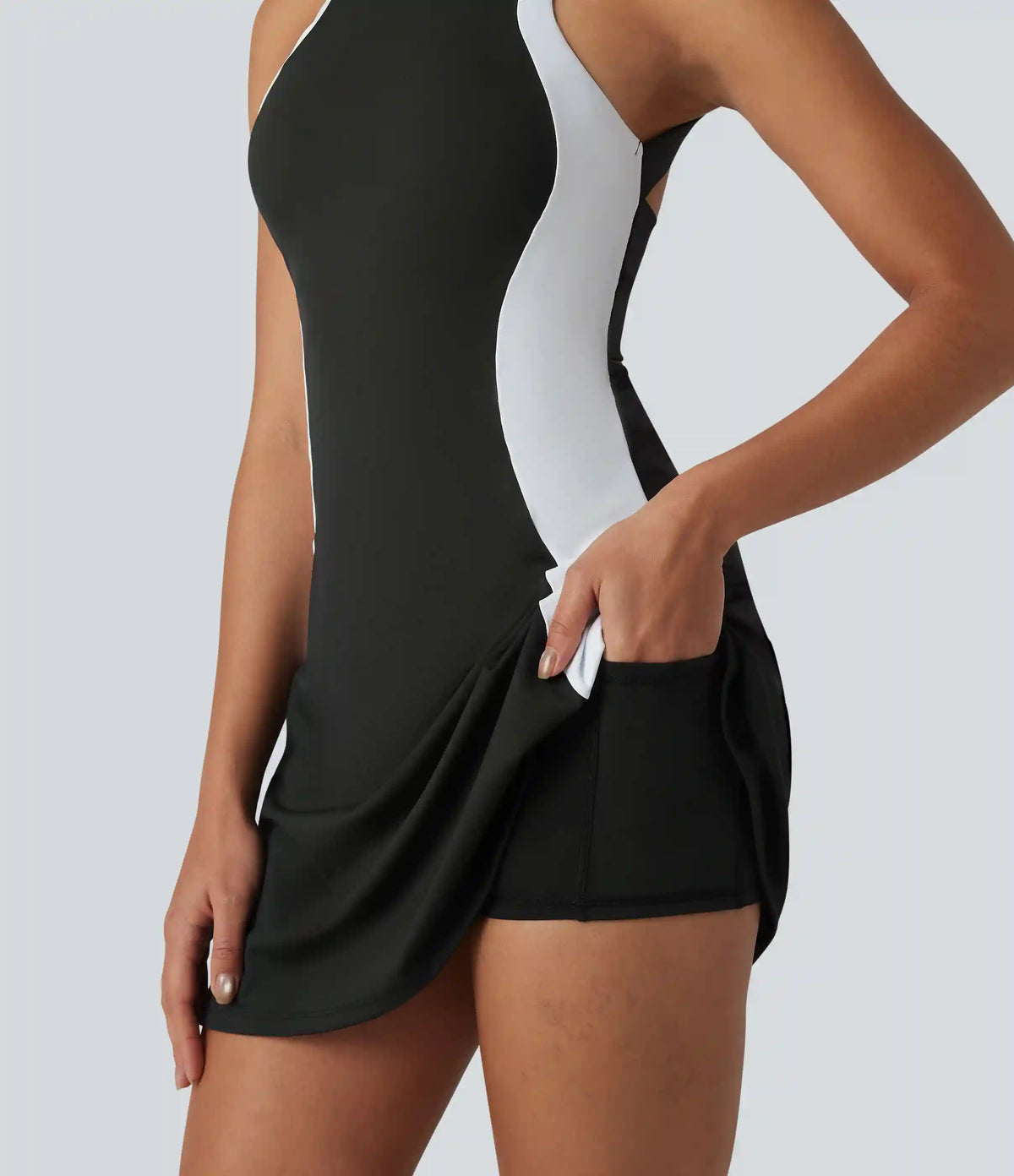 Softlyzero™ Airy Built-in Bra Color Block 2-in-1 InstantCool Mini Tennis Active Dress with Pockets-Easy Peezy Edition